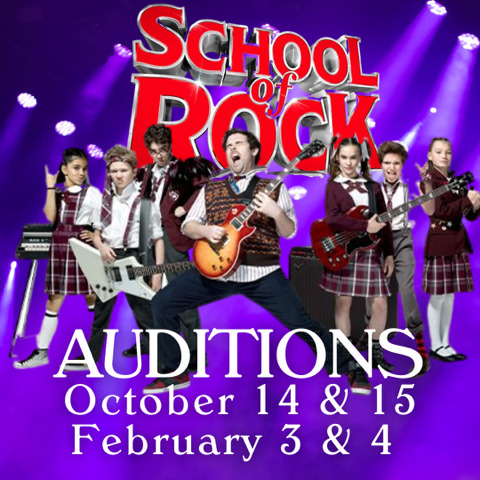 School of Rock
Presented by The Augusta Players

Audition Dates- October 14th and 15th (Dewey + Kids Only)
Auditions for rest of Cast- February 3rd and 4th
Performance Dates: May 3rd, 4th and 5th